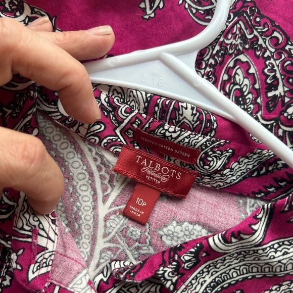 Talbots Women's Size 10P Paisley Stretch Cotton Sateen Button Down
Shirt - Picture 5 of 10
